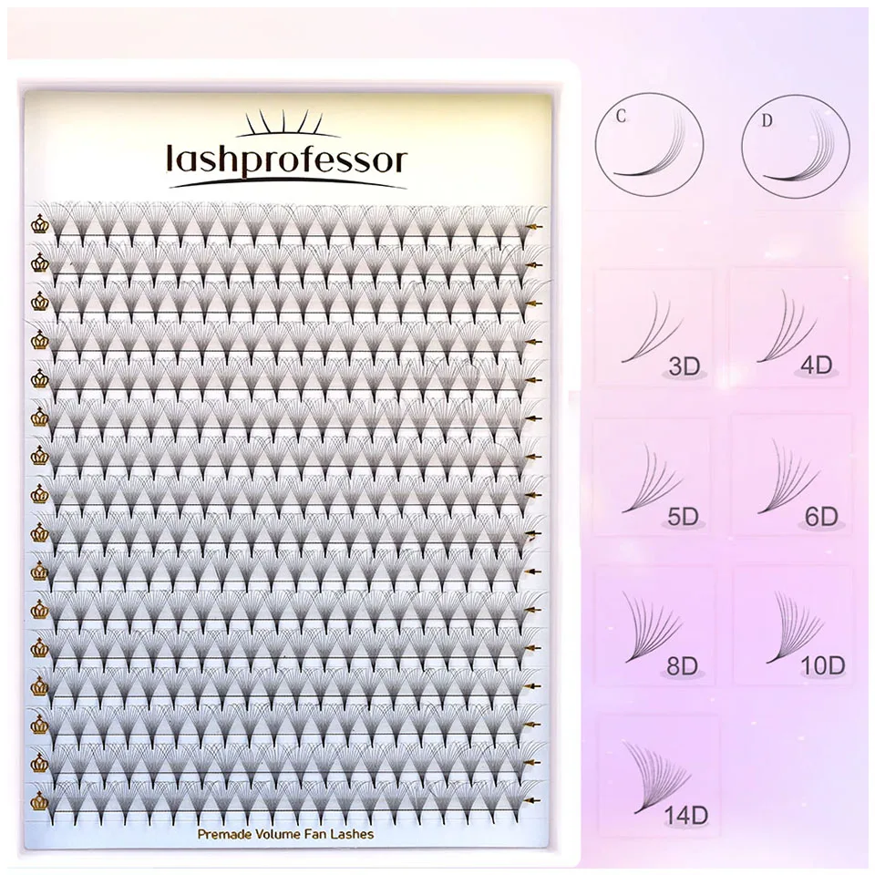 Premade Eyelashes Extensions Volume Lashes Pointy Base 320Fans 3D/4D/6D/8D/10D/12D/14D Pointy Sharp Stem Wholesale Price Cilios