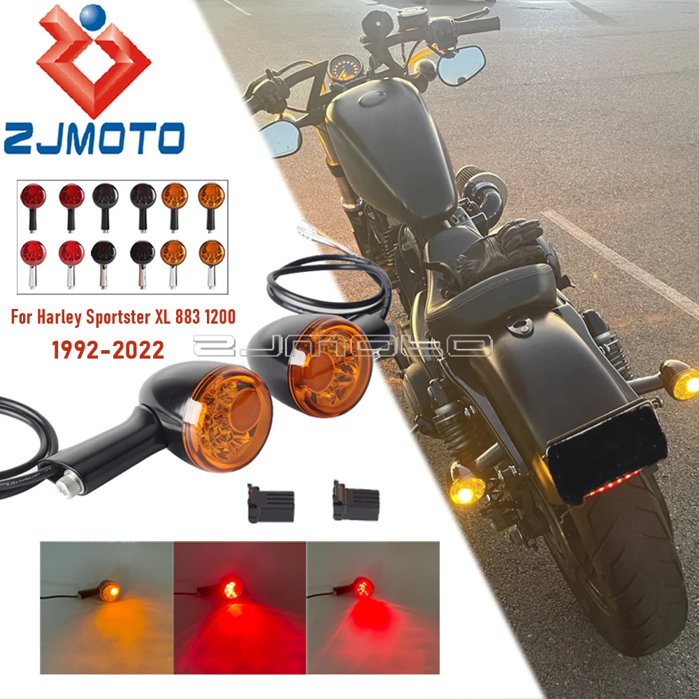 

1 Pair Motorcycle Turn Signal Light Amber Indicator LED Blinker Rear Brake Lamp Taillight For Harley Sportster XL 883 1200 92-22