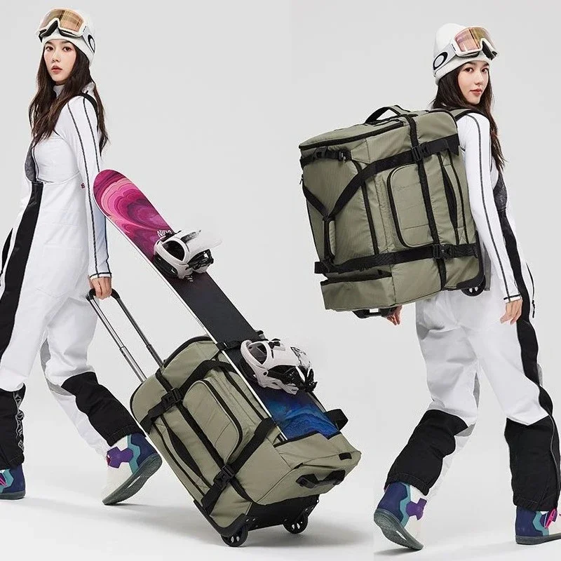 Roller Ski Trolley Case Backpack Dry and Wet Separation Snowboard Shoulder Equipment Bag 100L
