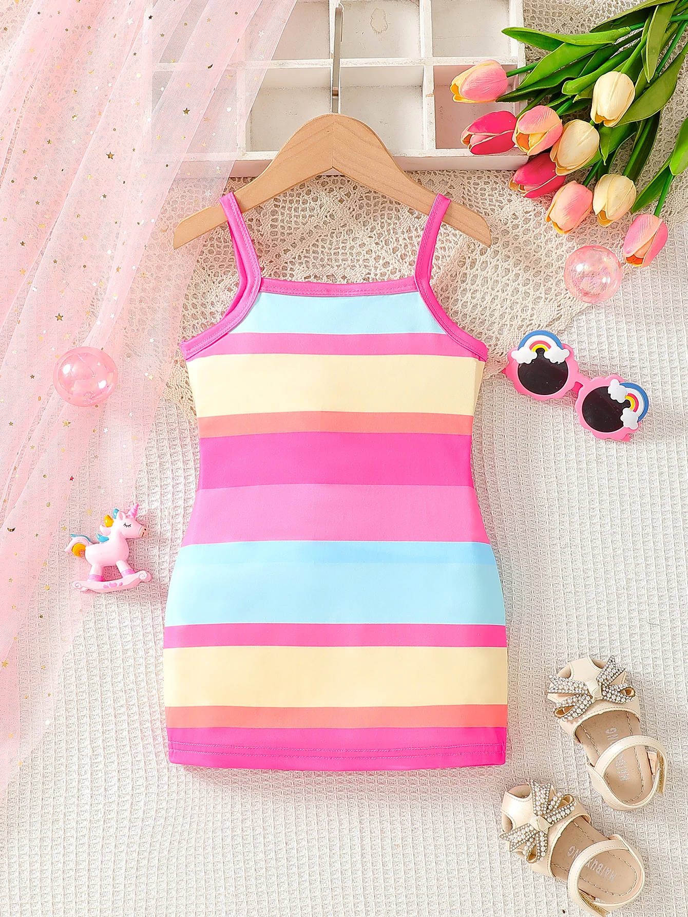 Baby Girl Summer Cute Cartoon Unicorn Tight Strap Digital Printed Bag Hip Skirt