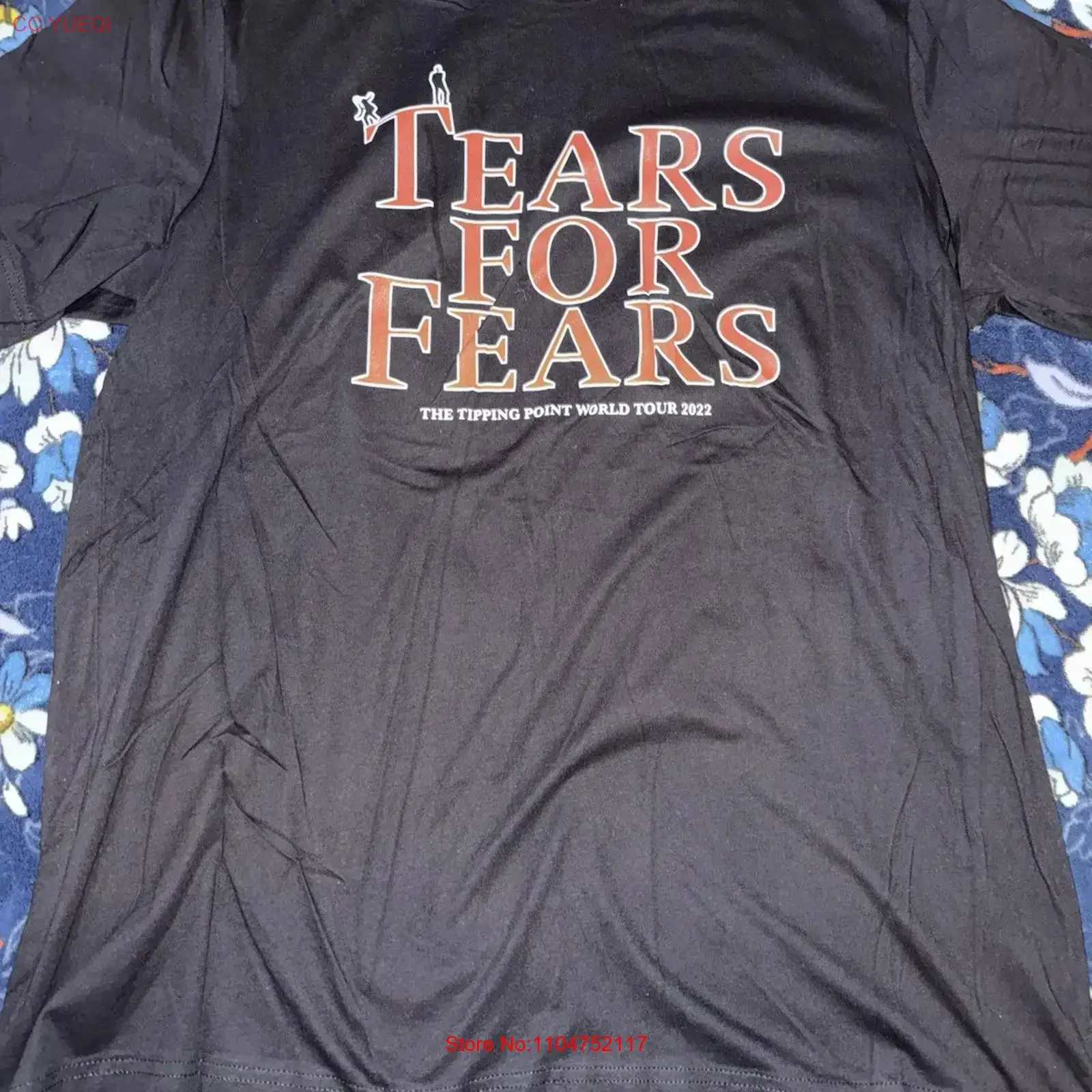 Tears For Fears T Shirt Adults 2XL Black The Tipping Point 2022 Tour vintage Washed Casual Stretched homme streetwear
