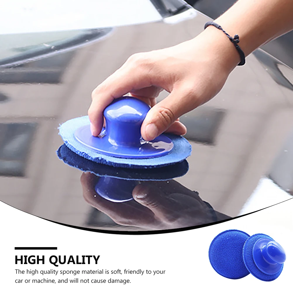 

2 Pcs Washer Waxing Sponge Artifact Applicator Pad Handle Foam Fine Fiber Wipes Car