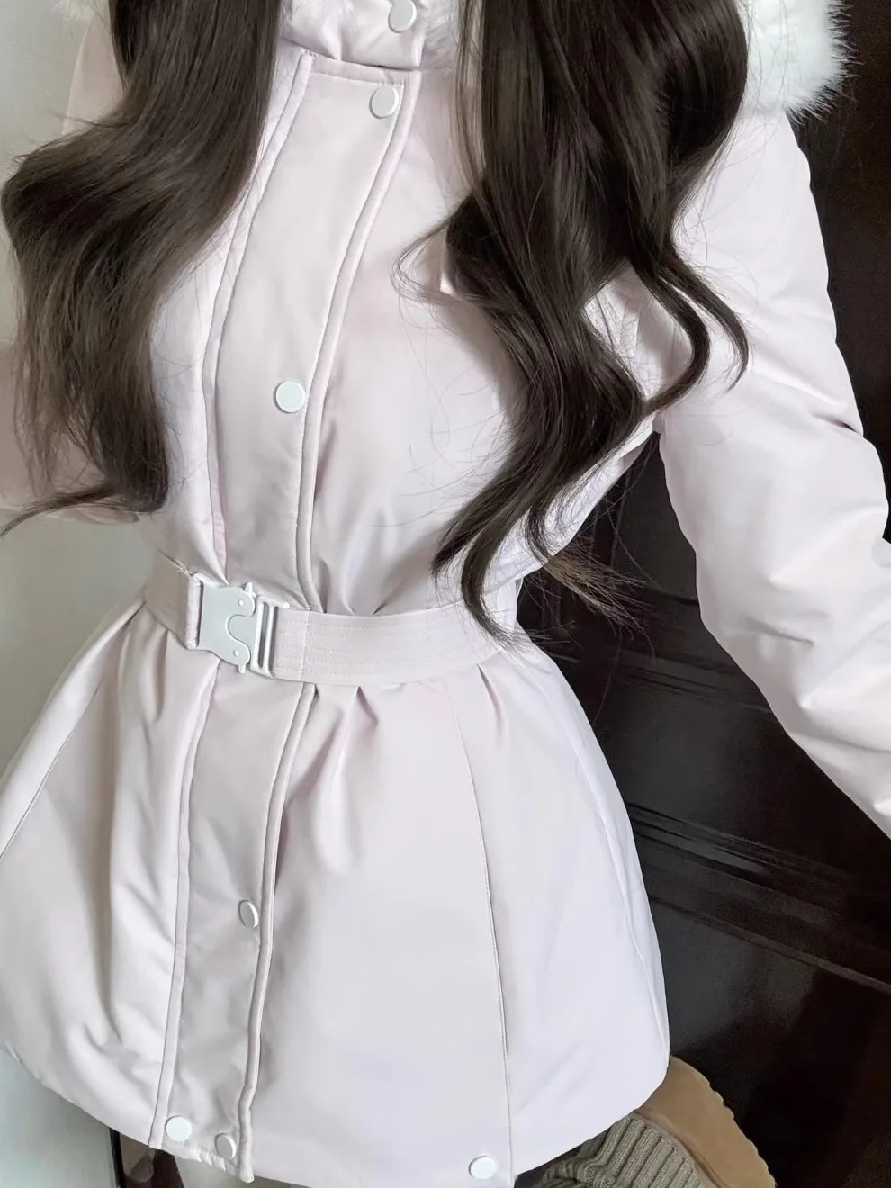 Zoete jeugdige Thiened herfst winter katoenen jas dames Sle Briti woon-werkverkeer slim fit nylon pure kleur