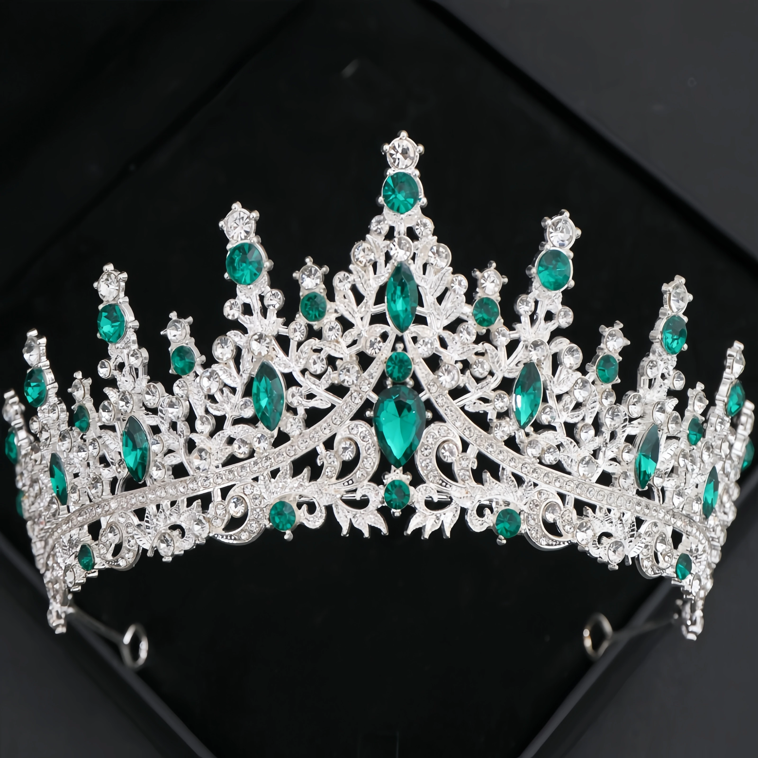 فضي اللون حجر الراين كريستال التيجان والتيجان الفاخرة حزب التيجان للنساء الزفاف الزفاف إكسسوارات الشعر التيجان الحلي