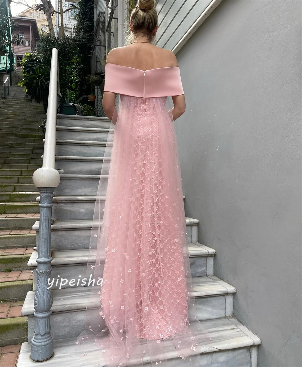 Jersey Beading Draped Pleat Clubbing A-line Off-the-shoulder Bespoke Occasion Gown Long Dresses