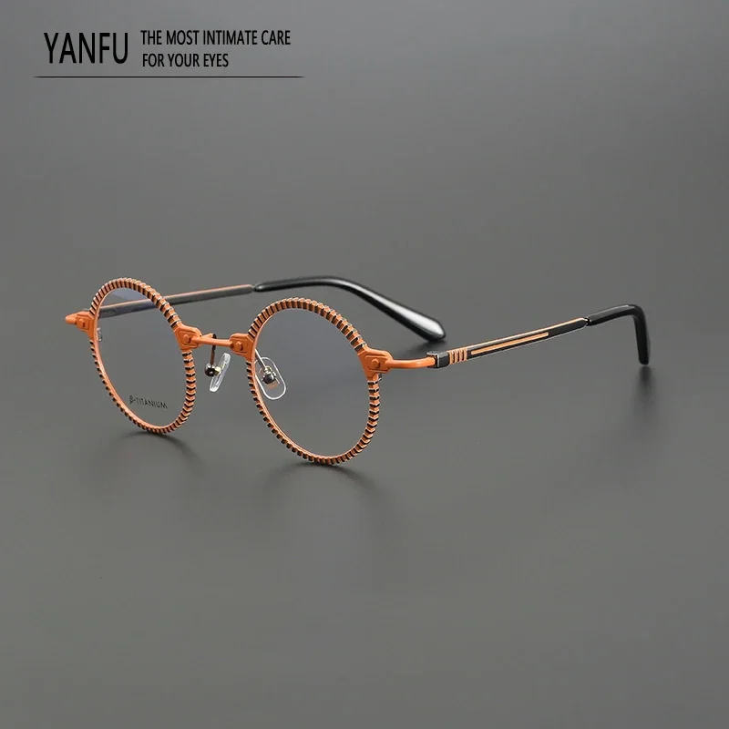 Color Round Vintage Retro Titanium Personality Glasses Frames Fashion Optical Eyewear Men Women Myopia Reading Eyeglasses 150mm