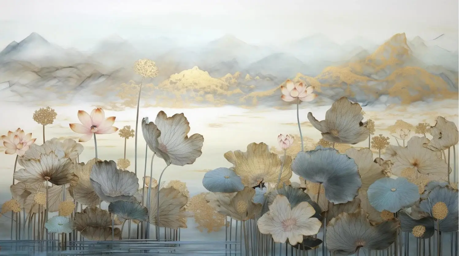 Custom Wallpaper Retro Oil Painting Lotus Hand Painted TV Background Wall Living Room Bedroom mural photo 3d wallpaer