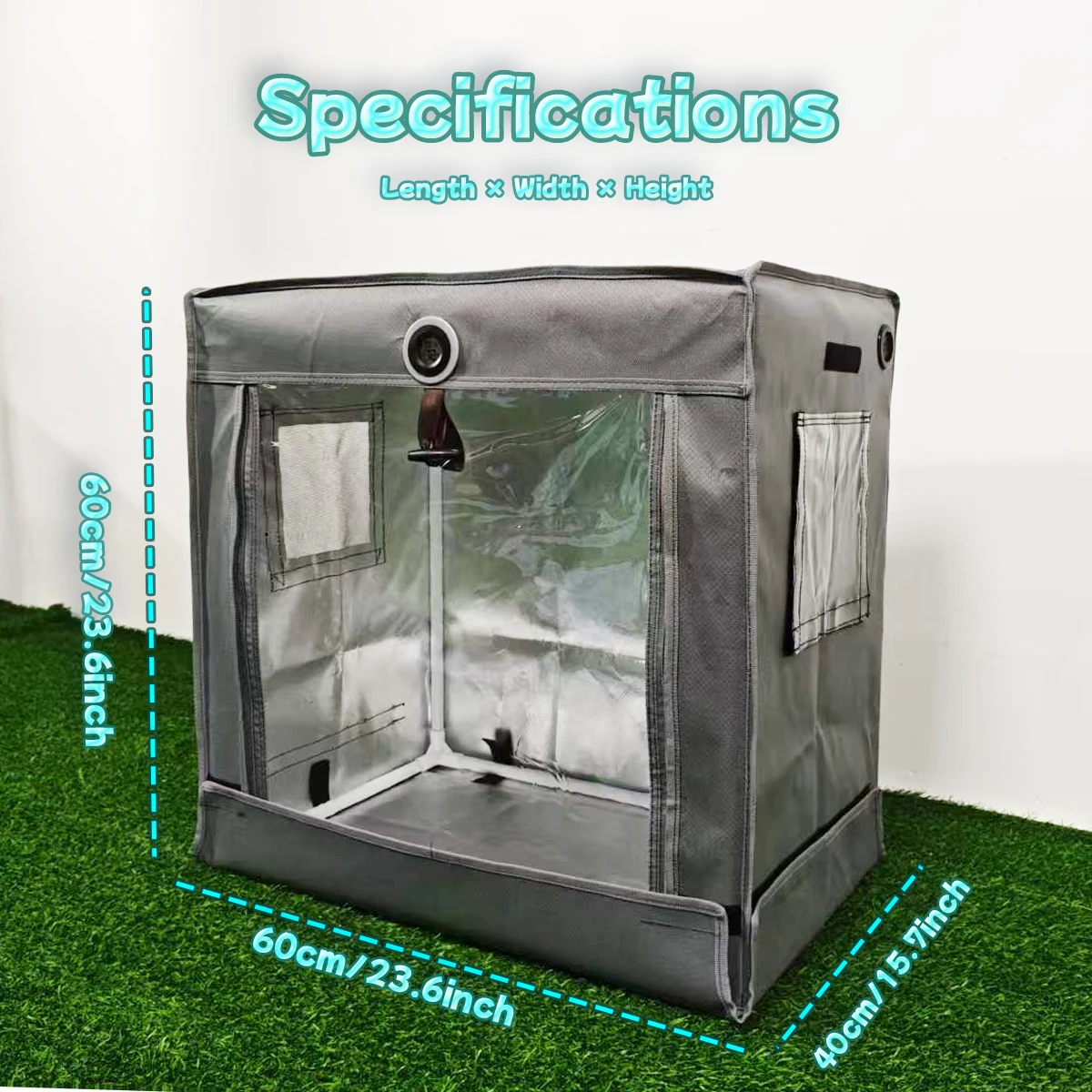 Indoor Grow Tent with Observation Window/Cable Grommet/Thermohygrometer