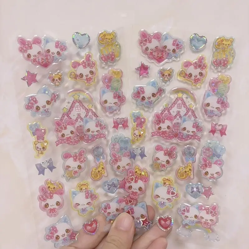 اليابانية Kawaii Fuwa Fuwa Shabon Uschan الرجعية سلسلة ملصقات الإبداعية الكرتون القط الأرنب جراب هاتف ملصقات المكافآت الزخرفية