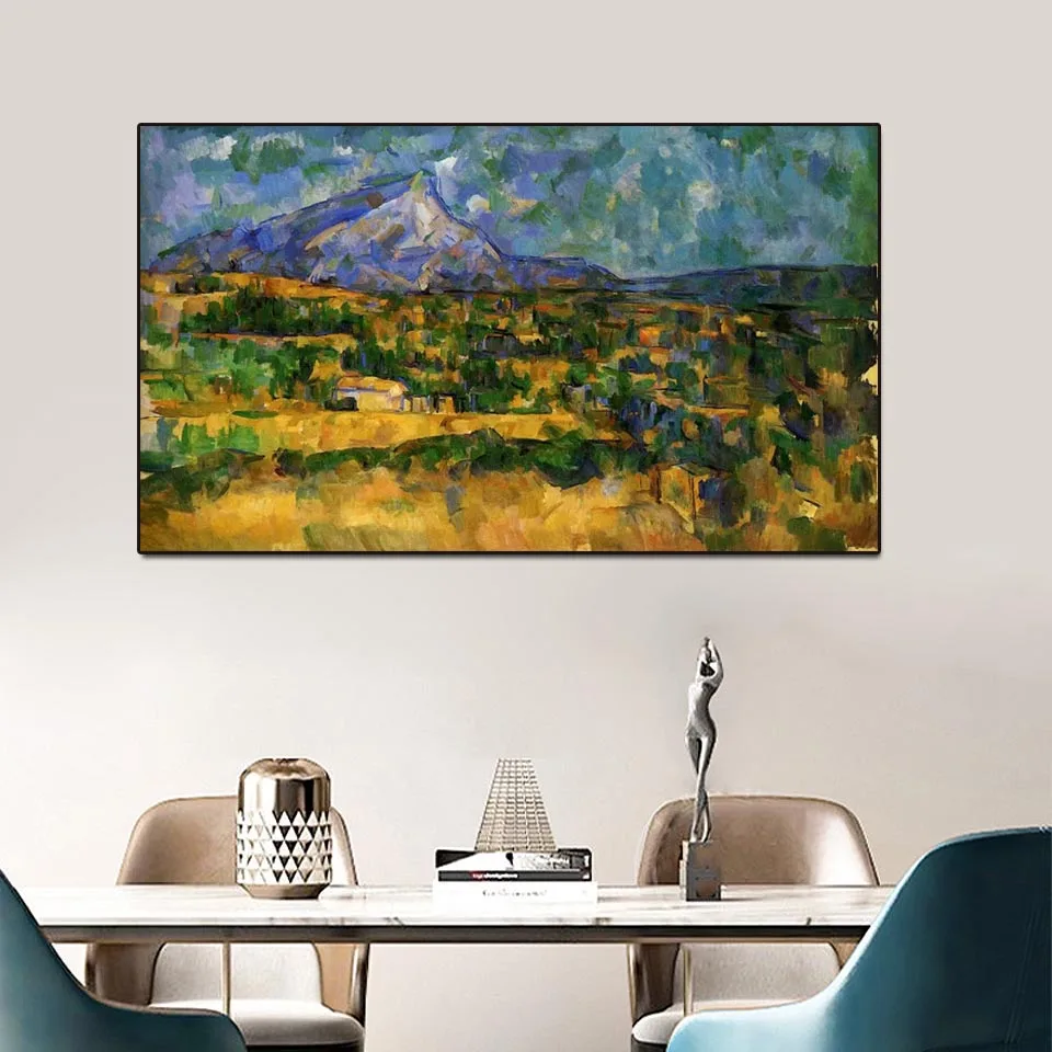 Mont Sainte-Victoy بقلم بول سيزان، استنساخ اللوحة الشهيرة المرسومة يدويًا، لوحة زيتية للمناظر الطبيعية الانطباعية، ديكور المنزل