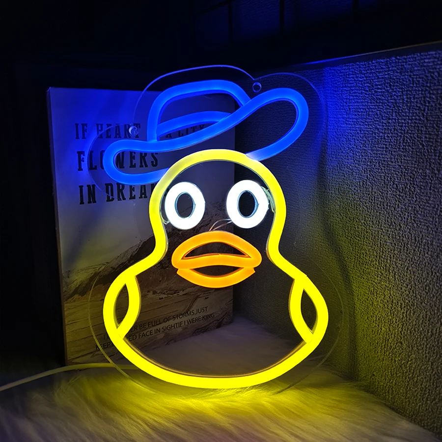 Cowboy Duck Led Neon Signs, Interesting Animal Icons, Used For Bedroom Bar Game Room Club Decor, Boys And Girls Party Gifts.