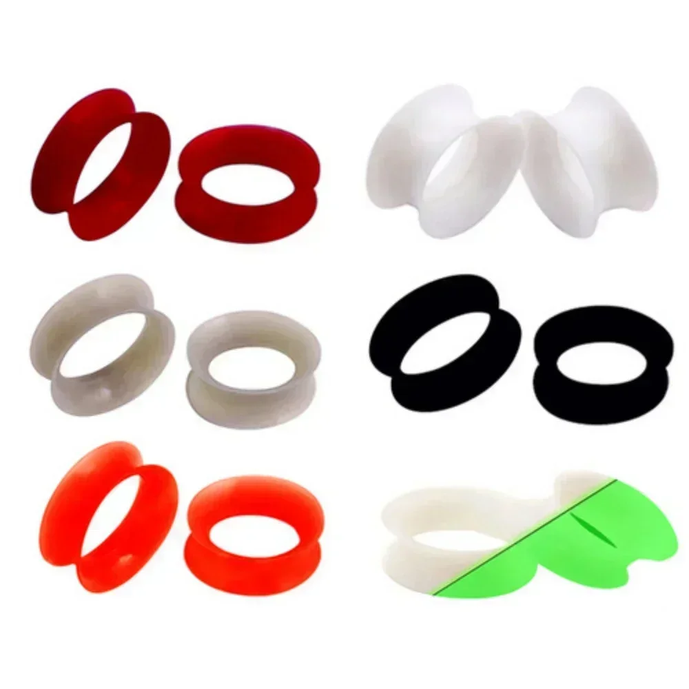 2 قطعة رقيقة جدا سيليكون مزدوجة متوهج السرج الأذن التوصيل متعدد الألوان 9 مللي متر برميل الأذن اللحم نفق نقالة مقياس 6-25 مللي متر #4