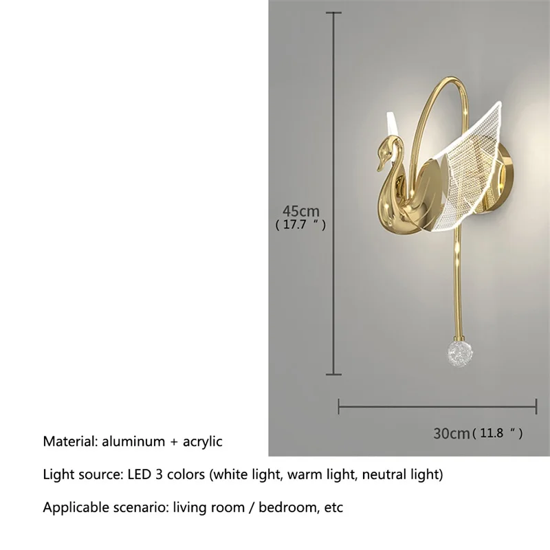 APRIL Nordic Swan Wall Lamps Modern Light Creative Decorative for Home Hotel Corridor Bedroom