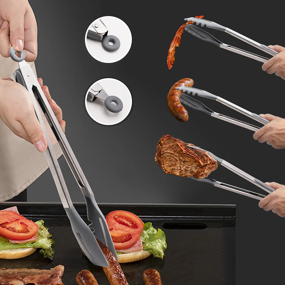 

Barbecue Tongs Stainless Steel Heat Resistant Non-Rust Grip For Grilling Cooking Serving Salad Pasta Kitchen Camping Use