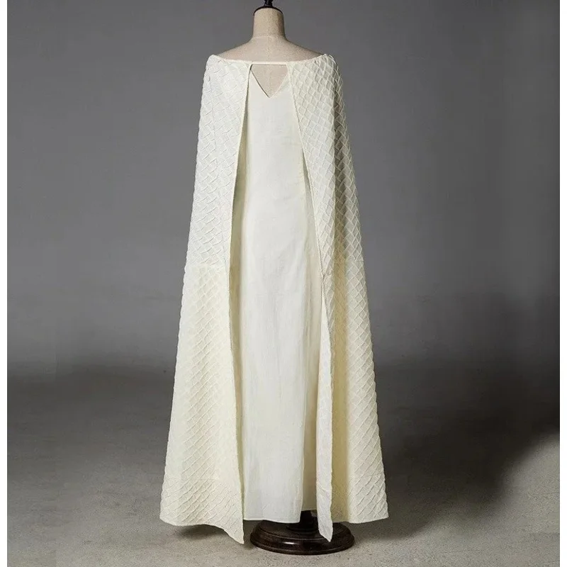 2025 ♥   Новый костюм Дейенерис Таргариен для косплея на Хэллоуин с накидкой, длинное белое платье, винтажное средневековое платье принцессы Доктор ☆ ★