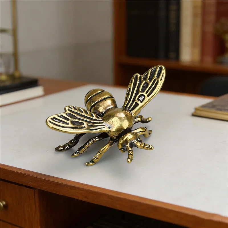 Figura Coleccionable de Abeja de Latón Vintage, Insecto Realista, Decoración de Escritorio para Amantes de la Entomología, Adorno para Estante de Oficina, Regalo de Cumpleaños