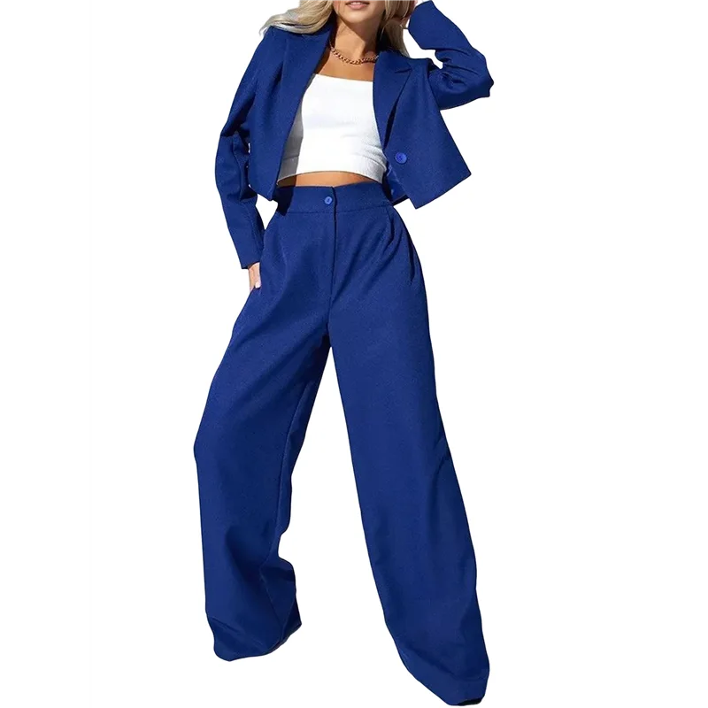 

2 Piece Outfits For Women Dressy Blazer Jackets High Waisted Straight Leg Pants Suits Set Business Casual-A55G