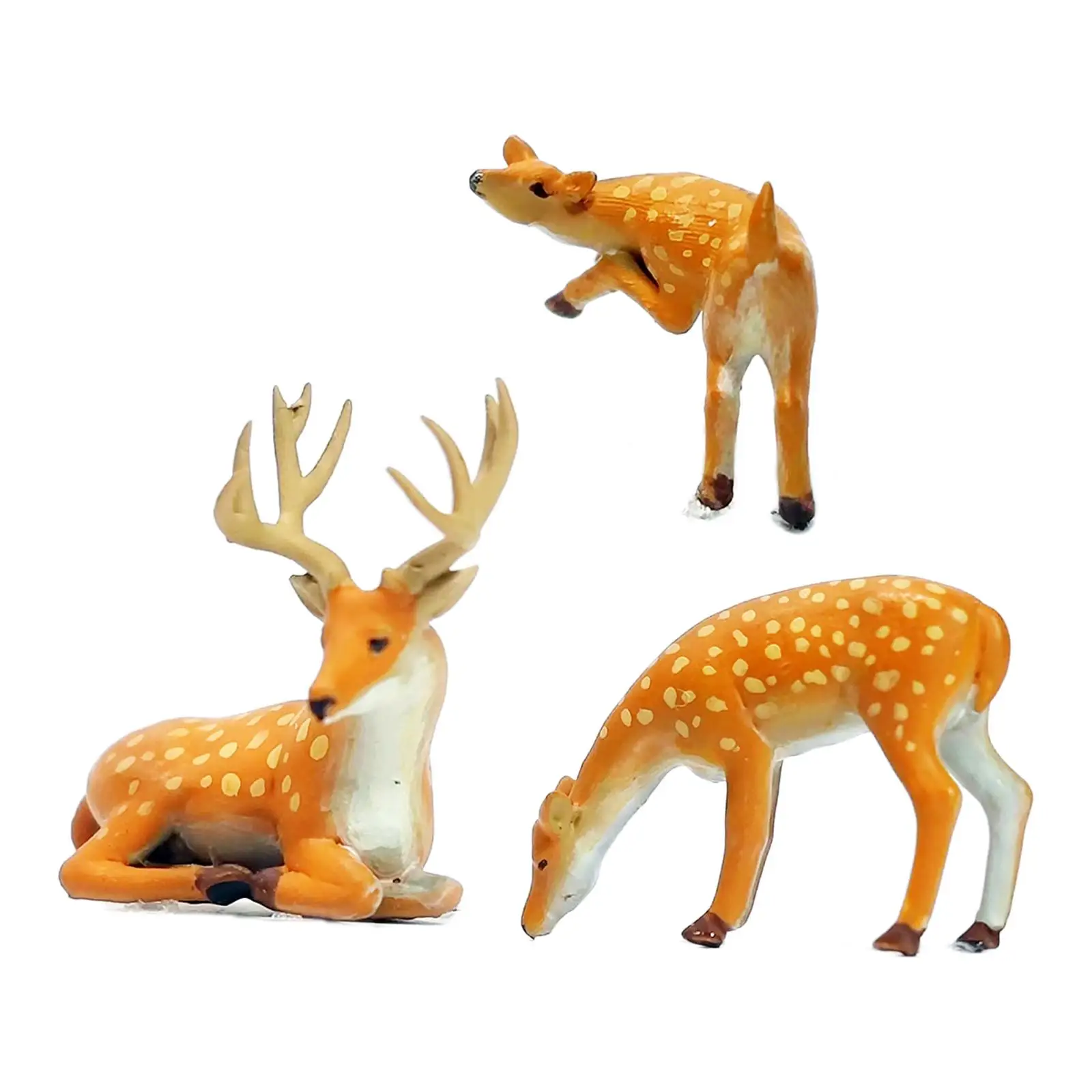 3x 1:64 Miniature Statue Resin Model Ornament Woodland Forest Animals Figures