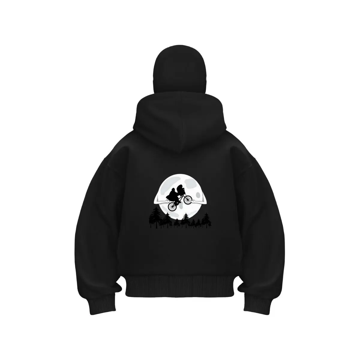 

Moon Cyclists Night sky and trees illustration Warm Winter Men's Balaclava Zip-Up Hoodie Outdoor Casual Wea