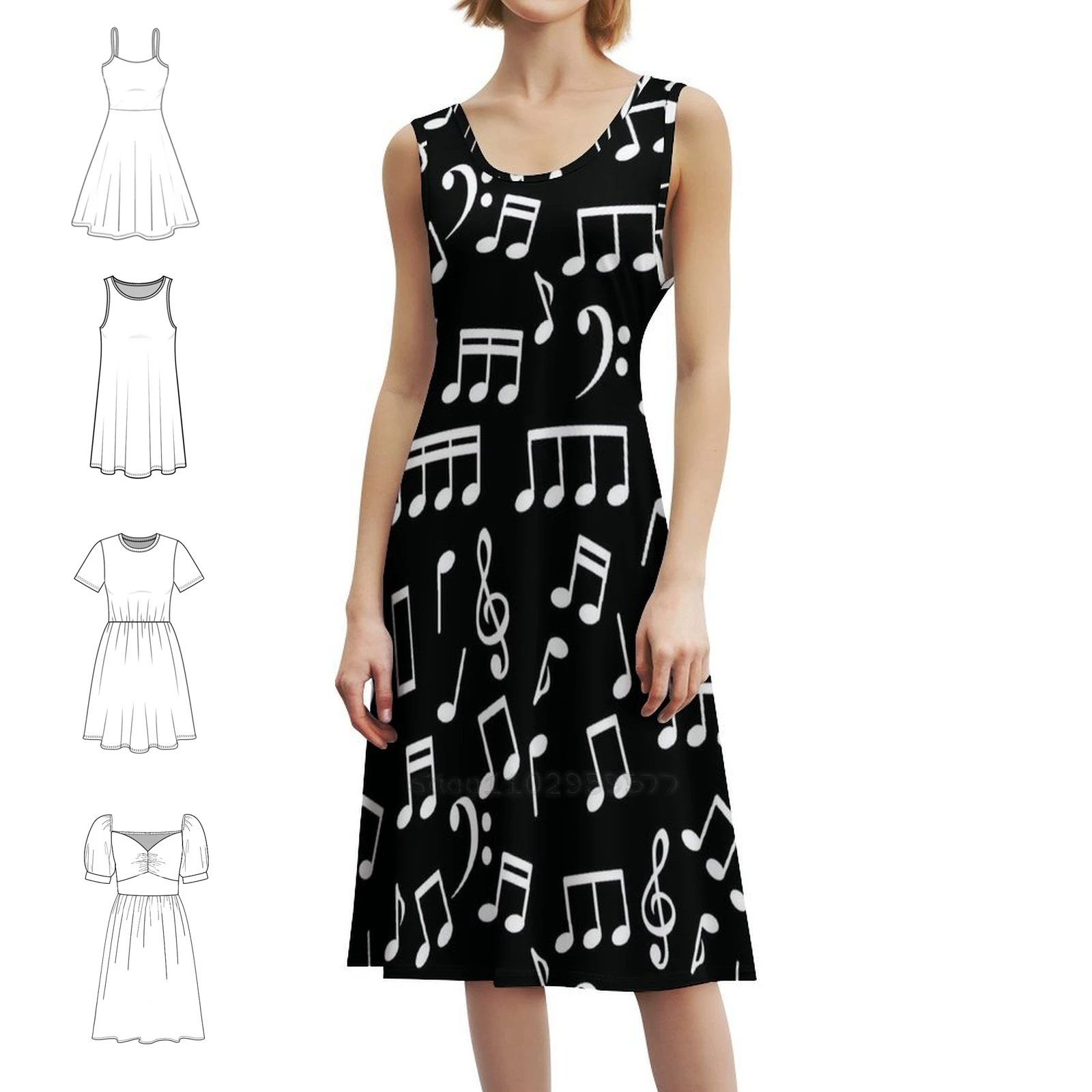 

Белые музыкальные ноты на черном фоне, шикарное платье в стиле бохо, элегантное модное пляжное платье для свадебной вечеринки, музыкальное учительское танцевальное платье