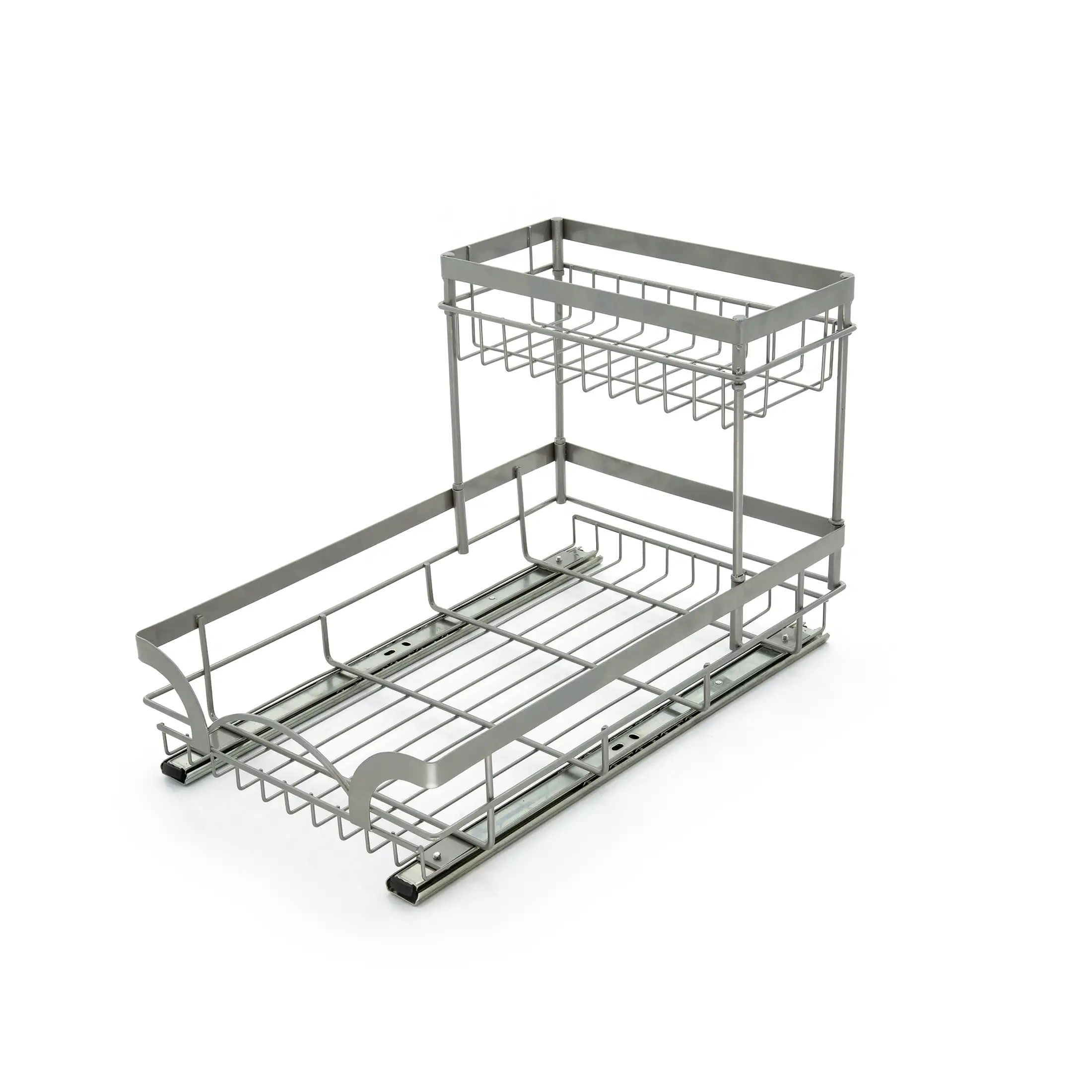 

HomeZone Sliding Cabinet Organizer, 15.67 in Length x 10 in Width, Satin Nickel, 2 Shelves