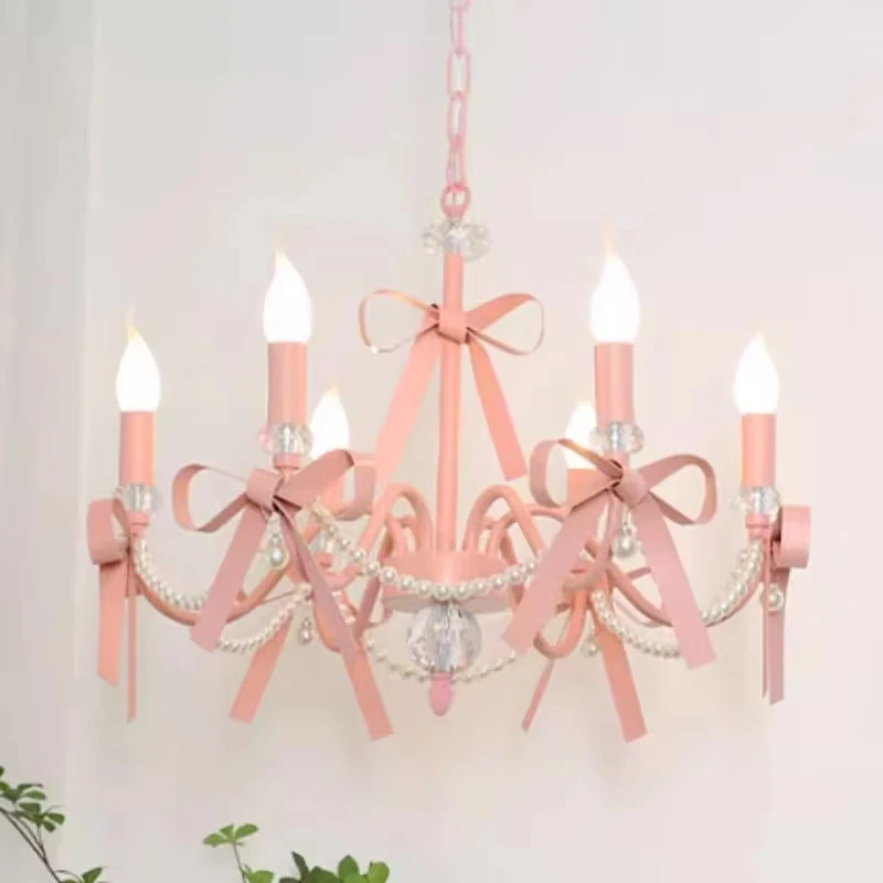 Nordic Children's Room Chandelier Princess Cute Romantic Bedroom Lighting Fixtures Korean Restaurant Living Room Pendant Lamps