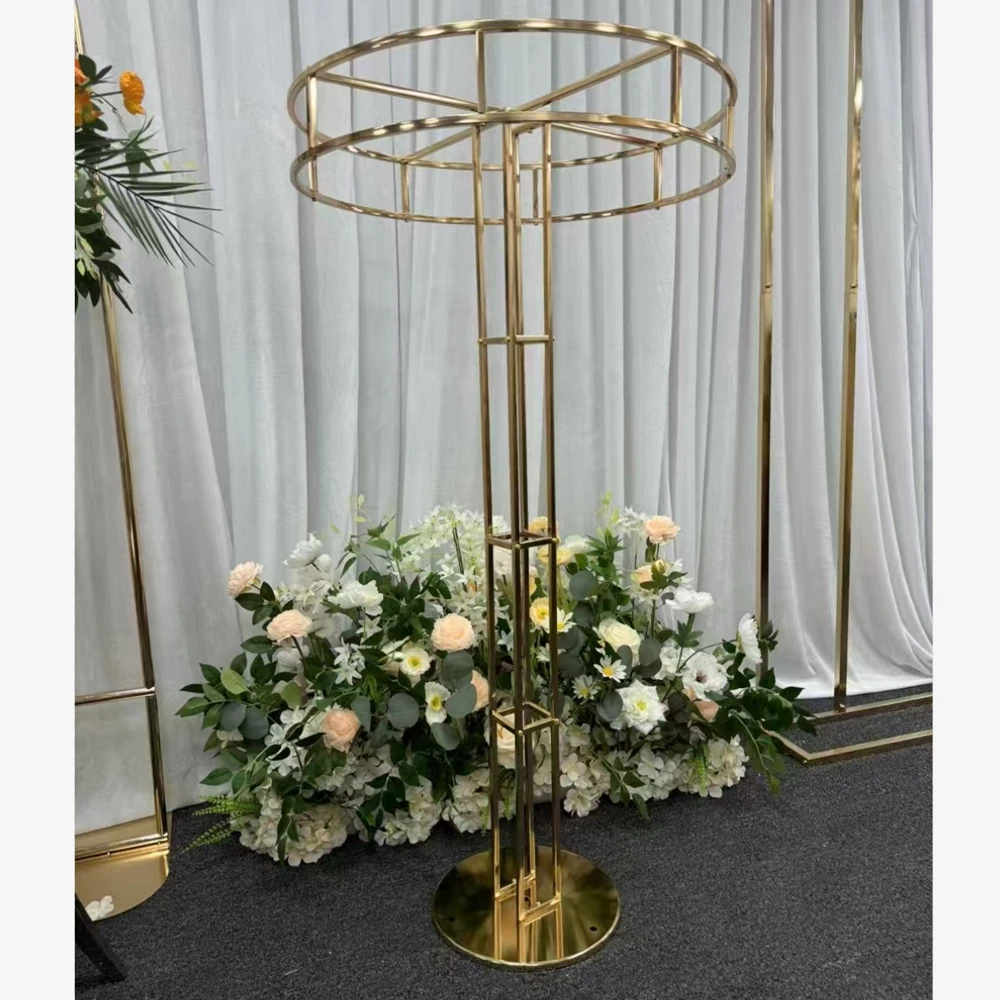 

2-4pcs) wholesale wedding stage electroplating gold flower stand 120cm wedding centerpieces decorative ornaments road lead
