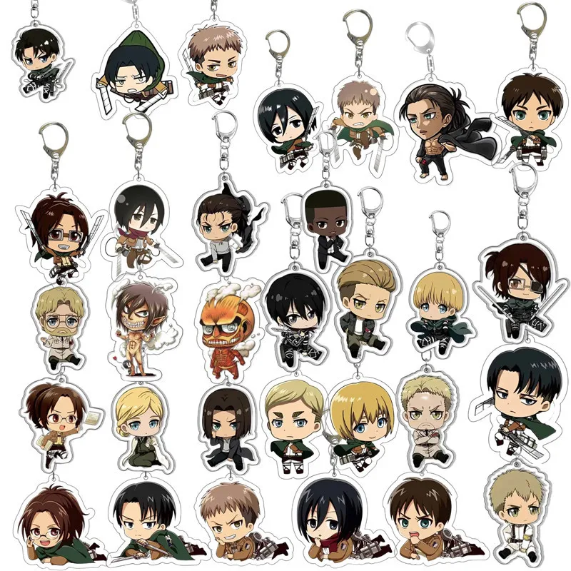 Attack on Titan Anime Levi Ackerman Eren Jaeger Keychain Cosplay Keychains Pendant Chain Key Ring Gifts