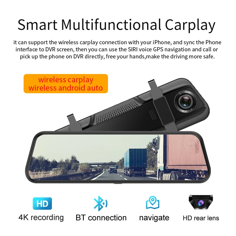 Acceo Dash Cam 4K WiFi GPS جهاز تسجيل فيديو رقمي للسيارات Carplay للرؤية الليلية Ultra HD مسجل قيادة عدسة مزدوجة 24 ساعة شاشة ركن السيارة #3