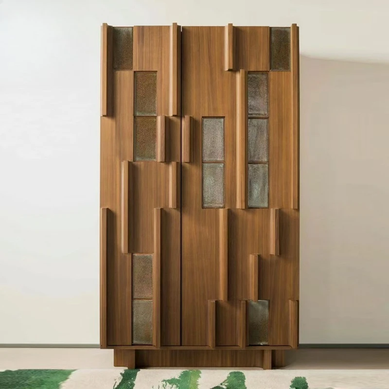 Mueble de vino independiente moderno de madera maciza.