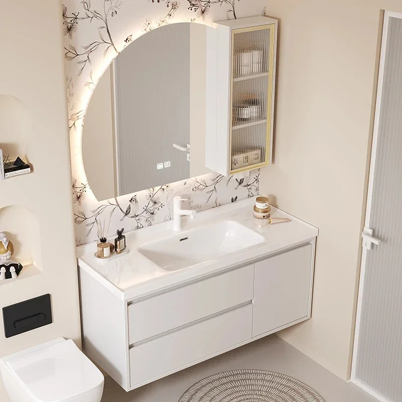 Wooden Bathroom Vanity With Solid Wood Toilet Vintage Drawer Vanity Storage Cabinets Mirrors Makeup Mobiletto Bagno Furniture