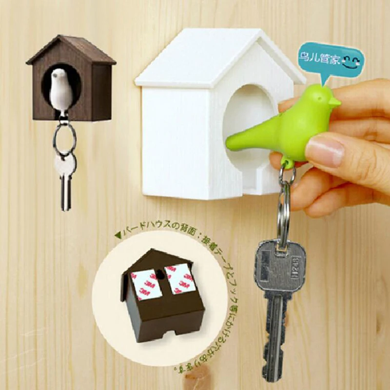 Lover Sparrow Birdhouse Keychain Bird Nest House Hook Key Chain Ring Organizer Wall Door Hanging Keyring Storage Holders Gifts