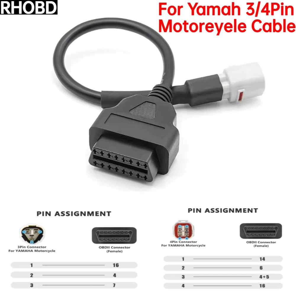 

Высокое качество для Yamaha 4-контактный разъем OBD2 для мотоцикла, мотоцикла, YAMAHA 3-контактный OBD OBD2 удлинительный кабель-адаптер, хит продаж