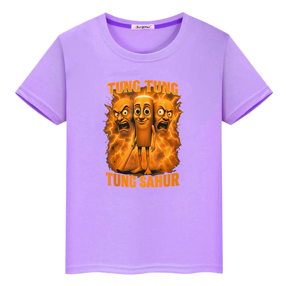 تي شيرت مطبوع من تونغ ساهر للأطفال الأولاد 10 سنوات 100% قطن تي شيرت y2k كارتوني تي شيرت أنيمي قصير لطيف ملابس أطفال بناتي