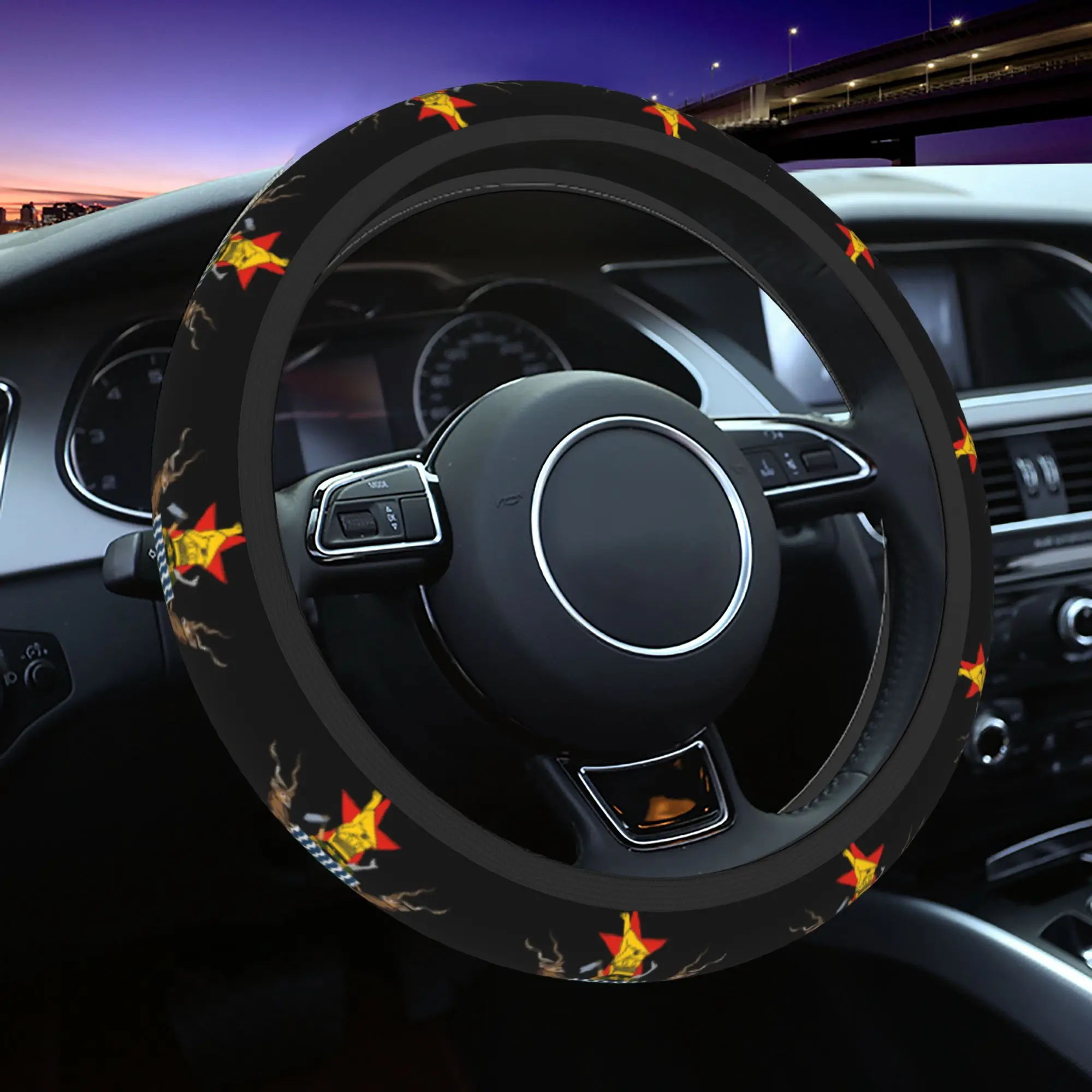 

Чехол на руль автомобиля с гербом Зимбабве, стильный аксессуар для руля, подходящие аксессуары для автомобиля.