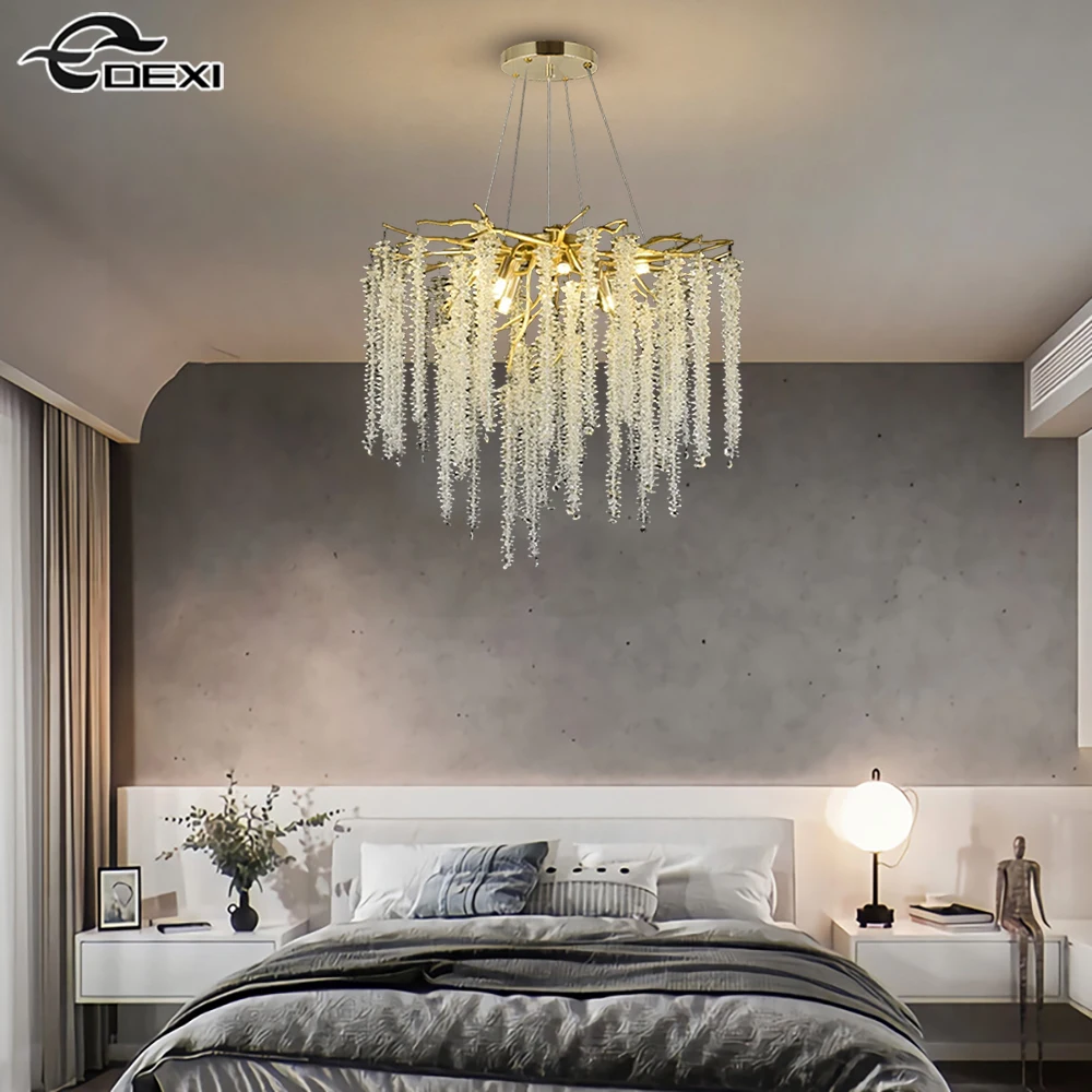 New Modern Bedroom Living Room Tree Chandelier Dining Hall Office Crystal Chandelier Bar Cafe Lighting Lamp G9 Three Color Light