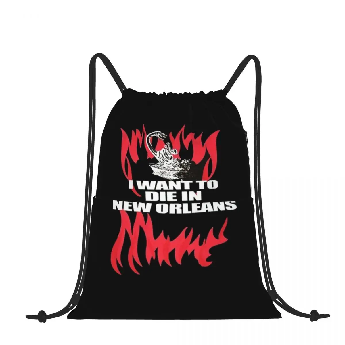 

Drawstring Backpack I Want To Die In New Orleans Shoulder Bag Zipper Pocket Sports & Travel Hikes Portables Bag