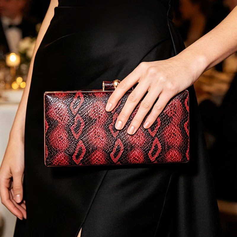 Fashionable Snake Skin Pattern Evening Bag Crossbody Handbag Women's Handbag Stylish Party Bag Crocodile And Leopard Print