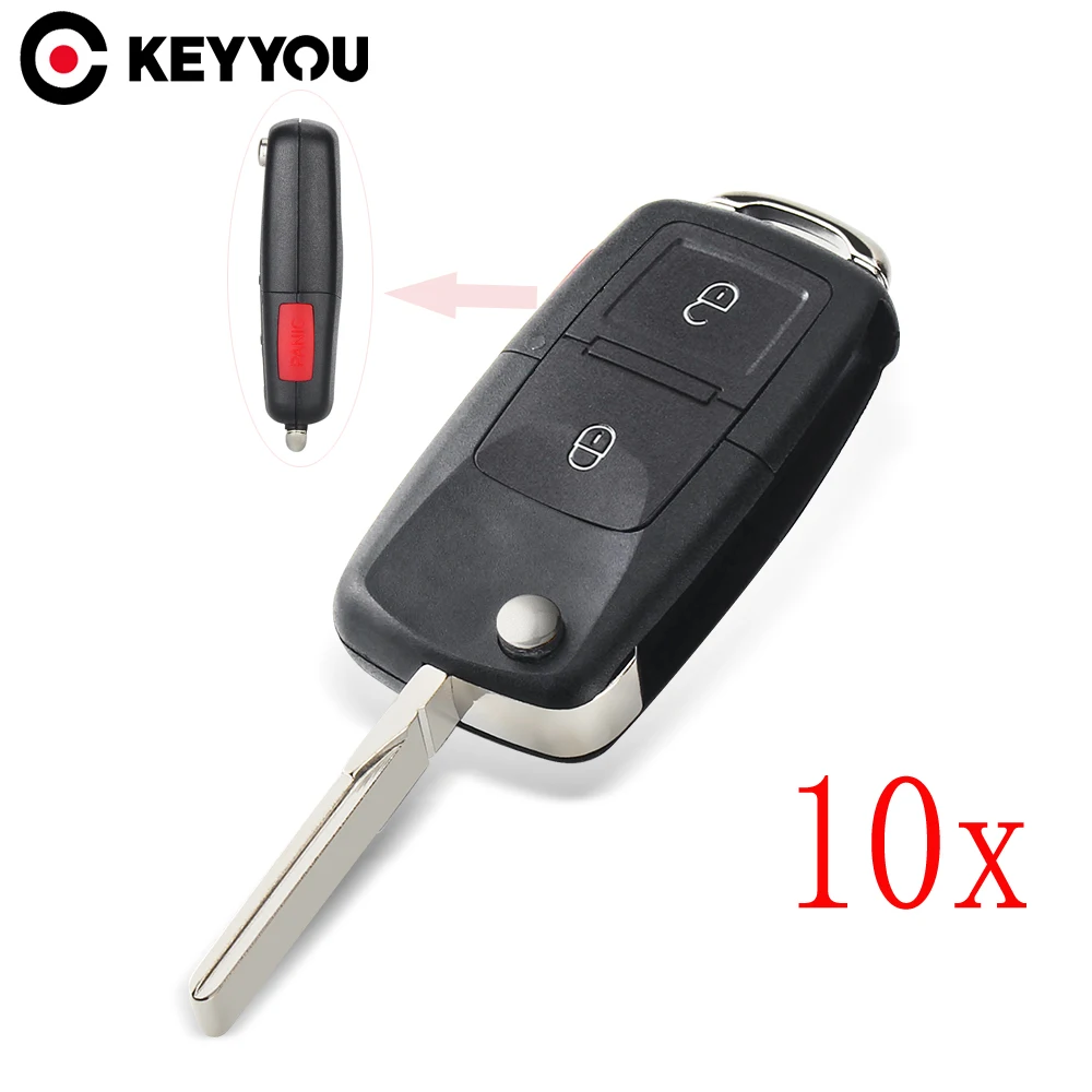 

KEYYOU 10x 2/3/4 Buttons Folding Car Remote Flip Key Shell Case Fob For VW Passat Polo Golf Touran Bora Ibiza Leon Octavia Fabia