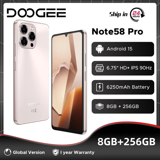 Global Version DOOGEE Note58 Pro Smartphone 32GB 256GB 6.75" HD+