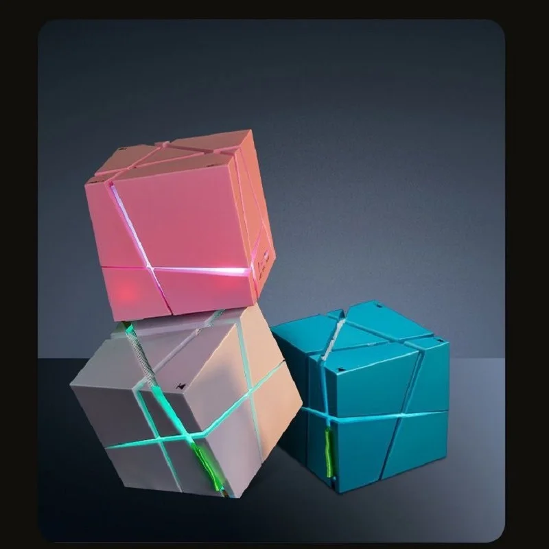 Ai cubo mágico bluetooth alto-falante inteligente rgb luz brinquedo com baixo haste educação caixa de música para crianças mini tecnologia sem fio aprendizagem presente