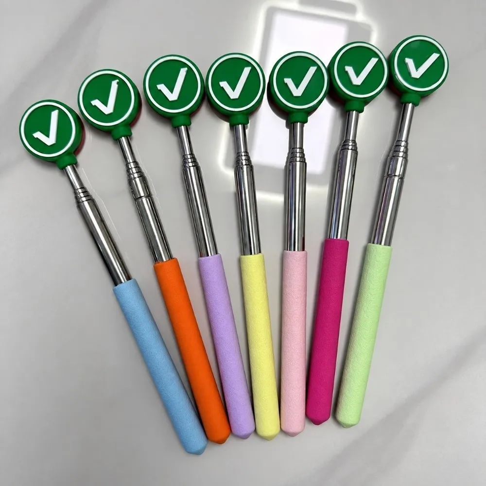 Retractable Teacher Pointer Stick with Check and Cross Symbol Non Slip Grip Teacher Pointer Stainless Steel