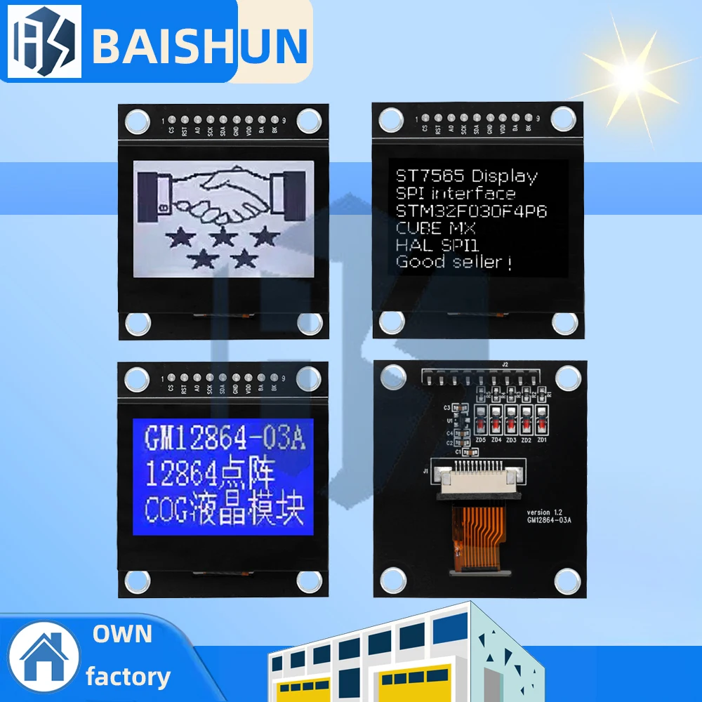 

SPI Interface 128x64 Dot Matrix LCD Module (Lcd12864-03A) with Iron Frame for Arduino – Serial Port Display Screen