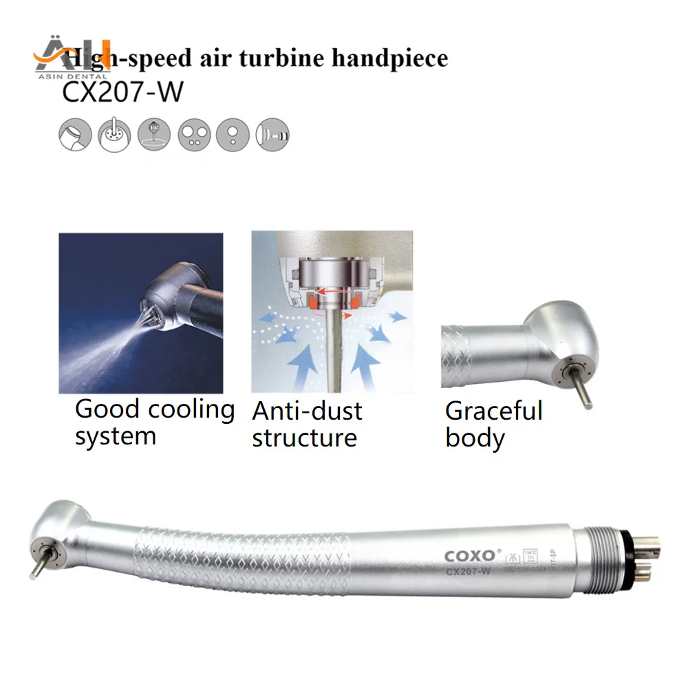 CX207-W COXO z przyciskiem rączka z 2/4 otworami do turbiny powietrznej o dużej prędkości rękojeści stomatologicznej