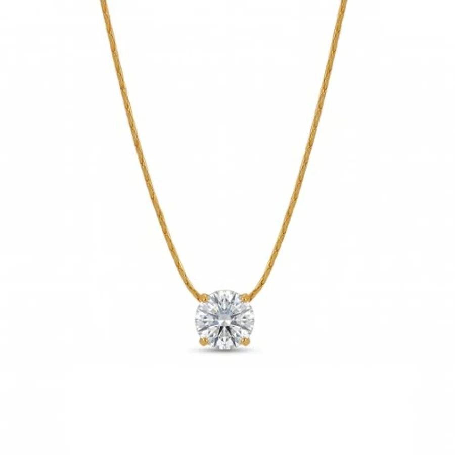 

18K Gold Plated Solitaire Necklace for Women, Cubic Zirconia Pendant Necklace, Hypoallergenic Titanium Steel Chain, Minimalist