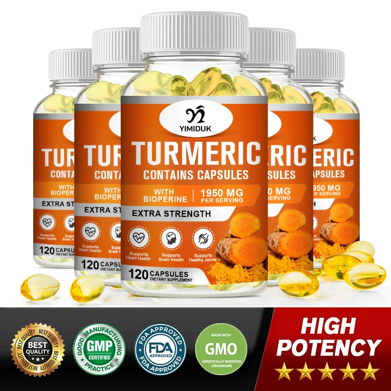 Triple Strength Turmeric Capsules with BioPerine 95% Curcumin Complex Supplement - Support Joint Health, Daily Wellness