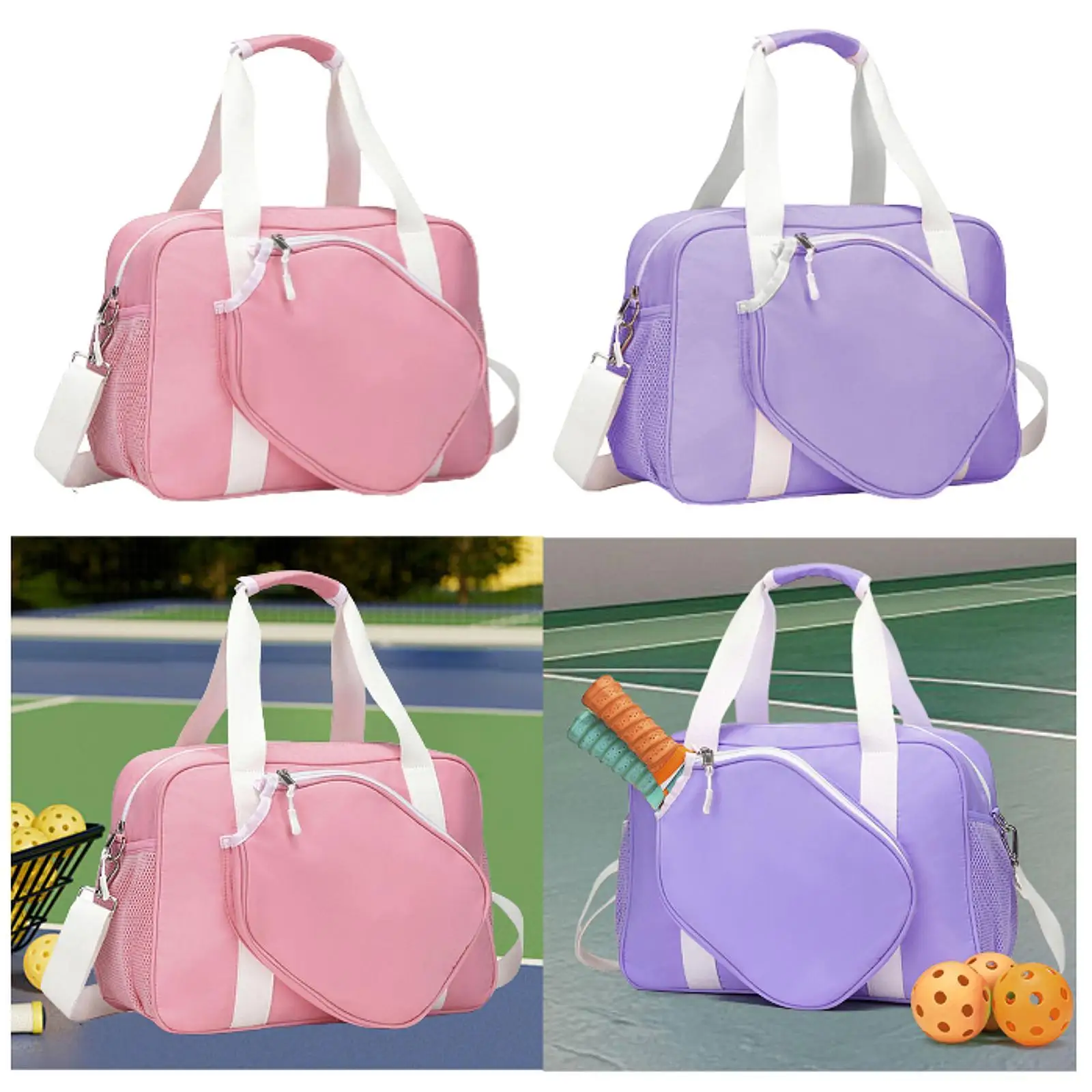 

Women's Pickleball Bag with Removable Adjustable Shoulder Strap, Stylish Outdoor Sport Tote with Paddle Holder Pocket