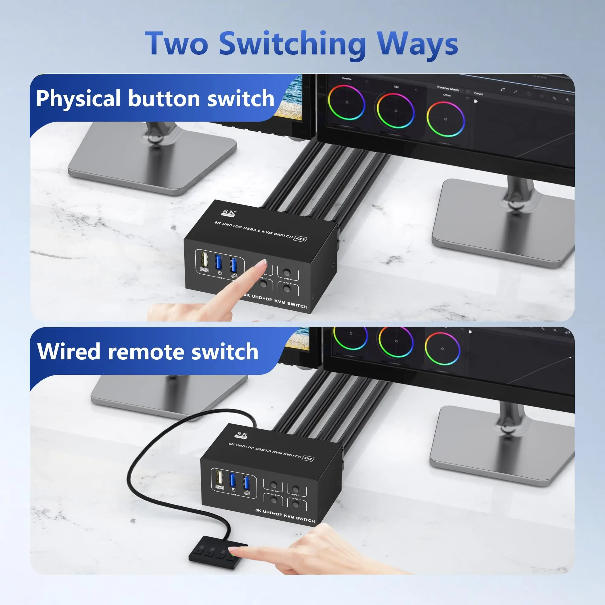 Imagem -06 - Monitor Duplo Hdmi e Displayport Switcher Kvm para pc Monitor Controlador Desktop 8k 60hz 4k @ 120hz