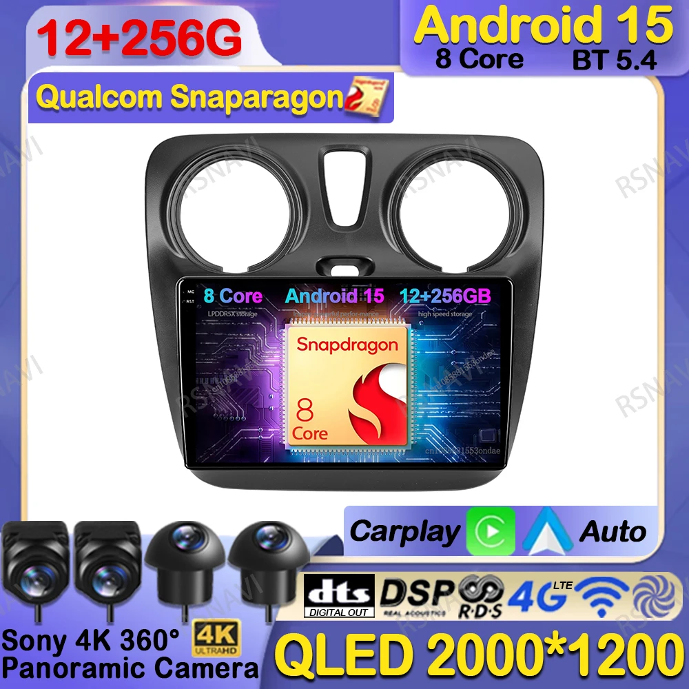 

Car Radio Android 15 For Renault Lodgy Dacia Dokker 2012-2020 Qualcomm BT Head Unit Multimedia Autoradio QLED DSP 4G LTE 5G WIFI