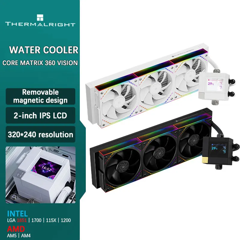 

Thermalright CORE MATRIX 360 VISION 360MM All-in-one CPU Liquid Cooler 2” 320*240 resolution IPS LCD support LGA 1851 AMD AM5